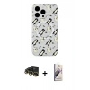 MARSİLYAN™- iPhone 14 Pro Kılıf Pusula Form - Siyah Bilvis 3D Mat Cam Ekran Koruyucu + Raze Metal Kamera Lens - GD