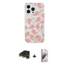 MARSİLYAN™- iPhone 14 Pro Kılıf Pusula Form - Siyah Bilvis 3D Mat Cam Ekran Koruyucu + Raze Metal Kamera Lens - GD