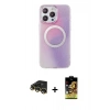 MARSİLYAN™- iPhone 14 Pro Kılıf Pusula Form - Siyah Buffer Cam Ekran Koruyucu + Raze Metal Kamera Lens - GD