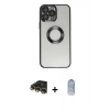 MARSİLYAN™- iPhone 14 Pro Kılıf Pusula Form - Siyah Joko Magic 5D Cam + Raze Metal Kamera Lens - GD