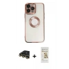 MARSİLYAN™- iPhone 14 Pro Kılıf Pusula Form - Siyah Mat Seramik Nano Ekran Koruyucu + Raze Metal Kamera Lens - GD