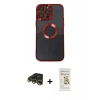 MARSİLYAN™- iPhone 14 Pro Kılıf Pusula Form - Siyah Mat Seramik Nano Ekran Koruyucu + Raze Metal Kamera Lens - GD