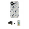 MARSİLYAN™- iPhone 14 Pro Kılıf Pusula Form - Siyah Polymer Nano Ekran Koruyucu + Raze Metal Kamera Lens - GD