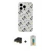MARSİLYAN™- iPhone 14 Pro Kılıf Pusula Form - Siyah Polymer Nano Ekran Koruyucu + Raze Metal Kamera Lens - GD