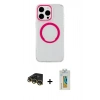 MARSİLYAN™- iPhone 14 Pro Kılıf Pusula Form - Siyah Polymer Nano Ekran Koruyucu + Raze Metal Kamera Lens - GD