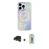 MARSİLYAN™- iPhone 14 Pro Kılıf Pusula Form - Siyah Polymer Nano Ekran Koruyucu + Raze Metal Kamera Lens - GD