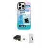MARSİLYAN™- iPhone 14 Pro Kılıf Siluet Çizgi Koleksiyonu - Şeffaf Pasifik Cam Ekran Koruyucu + Raze Metal Kamera Lens - GD