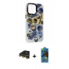 MARSİLYAN™- iPhone 14 Pro Kılıf Siluet Çizgi Koleksiyonu - Siyah 18D Cam Ekran Koruyucu + Raze Metal Kamera Lens - GD