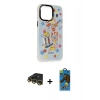MARSİLYAN™- iPhone 14 Pro Kılıf Siluet Çizgi Koleksiyonu - Siyah 18D Cam Ekran Koruyucu + Raze Metal Kamera Lens - GD