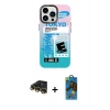 MARSİLYAN™- iPhone 14 Pro Kılıf Siluet Çizgi Koleksiyonu - Siyah 18D Cam Ekran Koruyucu + Raze Metal Kamera Lens - GD