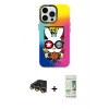 MARSİLYAN™- iPhone 14 Pro Kılıf Siluet Çizgi Koleksiyonu - Siyah 20D Premium Cam Ekran Koruyucu + Gold Raze Metal Kamera Lens