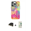 MARSİLYAN™- iPhone 14 Pro Kılıf Siluet Çizgi Koleksiyonu - Siyah 20D Premium Cam Ekran Koruyucu + Gold Raze Metal Kamera Lens