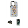 MARSİLYAN™- iPhone 14 Pro Kılıf Siluet Çizgi Koleksiyonu - Siyah 360 Mat Full Body Arka Koruyucu + Raze Metal Kamera Lens - GD
