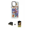 MARSİLYAN™- iPhone 14 Pro Kılıf Siluet Çizgi Koleksiyonu - Siyah Buffer Cam Ekran Koruyucu + Raze Metal Kamera Lens - GD