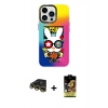 MARSİLYAN™- iPhone 14 Pro Kılıf Siluet Çizgi Koleksiyonu - Siyah Buffer Cam Ekran Koruyucu + Raze Metal Kamera Lens - GD