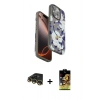 MARSİLYAN™- iPhone 14 Pro Kılıf Siluet Doku - Siyah Buffer Cam Ekran Koruyucu + Raze Metal Kamera Lens - GD