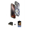 MARSİLYAN™- iPhone 14 Pro Kılıf Siluet Doku - Siyah Buffer Hayalet Cam Ekran Koruyucu + Raze Metal Kamera Lens - GD