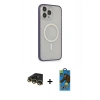 MARSİLYAN™- iPhone 14 Pro Kılıf Siluet Işık Koleksiyonu - Siyah 18D Cam Ekran Koruyucu + Raze Metal Kamera Lens - GD