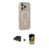 MARSİLYAN™- iPhone 14 Pro Kılıf Siluet Işık Koleksiyonu - Siyah Buffer Cam Ekran Koruyucu + Raze Metal Kamera Lens - GD