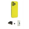 MARSİLYAN™- iPhone 14 Pro Kılıf Siluet Minimal Özel Seri - Şeffaf Pasifik Cam Ekran Koruyucu + Raze Metal Kamera Lens - GD