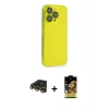 MARSİLYAN™- iPhone 14 Pro Kılıf Siluet Minimal Özel Seri - Siyah Buffer Cam Ekran Koruyucu + Raze Metal Kamera Lens - GD