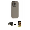 MARSİLYAN™- iPhone 14 Pro Kılıf Siluet Minimal Özel Seri - Siyah Buffer Cam Ekran Koruyucu + Raze Metal Kamera Lens - GD