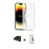 MARSİLYAN™- iPhone 14 Pro Kılıf Siluet Minimal Prime - Şeffaf Pasifik Cam Ekran Koruyucu + Raze Metal Kamera Lens - GD