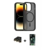 MARSİLYAN™- iPhone 14 Pro Kılıf Siluet Minimal Prime - Siyah 360 Mat Full Body Arka Koruyucu + Raze Metal Kamera Lens - GD