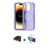 MARSİLYAN™- iPhone 14 Pro Kılıf Siluet Minimal Prime - Siyah 3D Antistatik Cam Ekran Koruyucu + Raze Metal Kamera Lens - GD