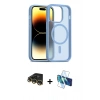 MARSİLYAN™- iPhone 14 Pro Kılıf Siluet Minimal Prime - Siyah 3D Antistatik Cam Ekran Koruyucu + Raze Metal Kamera Lens - GD