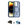 MARSİLYAN™- iPhone 14 Pro Kılıf Siluet Minimal Prime - Siyah 3D Antistatik Cam Ekran Koruyucu + Raze Metal Kamera Lens - GD