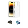 MARSİLYAN™- iPhone 14 Pro Kılıf Siluet Minimal Prime - Siyah 3D Antistatik Cam Ekran Koruyucu + Raze Metal Kamera Lens - GD
