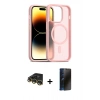 MARSİLYAN™- iPhone 14 Pro Kılıf Siluet Minimal Prime - Siyah 3D Antistatik Hayalet Cam Ekran Koruyucu + Raze Metal Kamera Lens - GD