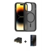 MARSİLYAN™- iPhone 14 Pro Kılıf Siluet Minimal Prime - Siyah 3D Antistatik Hayalet Cam Ekran Koruyucu + Raze Metal Kamera Lens - GD