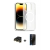 MARSİLYAN™- iPhone 14 Pro Kılıf Siluet Minimal Prime - Siyah 3D Antistatik Hayalet Cam Ekran Koruyucu + Raze Metal Kamera Lens - GD