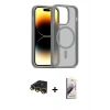 MARSİLYAN™- iPhone 14 Pro Kılıf Siluet Minimal Prime - Siyah Bilvis 3D Mat Cam Ekran Koruyucu + Raze Metal Kamera Lens - GD