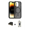 MARSİLYAN™- iPhone 14 Pro Kılıf Siluet Minimal Prime - Siyah Bilvis Hayalet Cam Ekran Koruyucu + Raze Metal Kamera Lens - GD