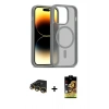 MARSİLYAN™- iPhone 14 Pro Kılıf Siluet Minimal Prime - Siyah Buffer Cam Ekran Koruyucu + Raze Metal Kamera Lens - GD
