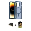 MARSİLYAN™- iPhone 14 Pro Kılıf Siluet Minimal Prime - Siyah Buffer Cam Ekran Koruyucu + Raze Metal Kamera Lens - GD