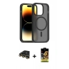 MARSİLYAN™- iPhone 14 Pro Kılıf Siluet Minimal Prime - Siyah Buffer Cam Ekran Koruyucu + Raze Metal Kamera Lens - GD