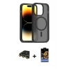 MARSİLYAN™- iPhone 14 Pro Kılıf Siluet Minimal Prime - Siyah Buffer Hayalet Cam Ekran Koruyucu + Raze Metal Kamera Lens - GD