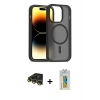 MARSİLYAN™- iPhone 14 Pro Kılıf Siluet Minimal Prime - Siyah Polymer Nano Ekran Koruyucu + Raze Metal Kamera Lens - GD