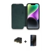 MARSİLYAN™- iPhone 14 Pro Kılıf Siluet Minimal Serisi - Siyah 3D Antistatik Hayalet Cam Ekran Koruyucu + Raze Metal Kamera Lens - GD