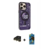 MARSİLYAN™- iPhone 14 Pro Kılıf Siluet Modern Koleksiyonu - Siyah 18D Cam Ekran Koruyucu + Raze Metal Kamera Lens - GD