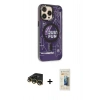 MARSİLYAN™- iPhone 14 Pro Kılıf Siluet Modern Koleksiyonu - Siyah 6D Mat Seramik Hayalet Nano Ekran Koruyucu + Gold Raze Metal Kamera Lens