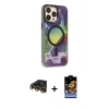 MARSİLYAN™- iPhone 14 Pro Kılıf Siluet Modern Koleksiyonu - Siyah Buffer Hayalet Cam Ekran Koruyucu + Raze Metal Kamera Lens - GD