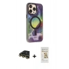 MARSİLYAN™- iPhone 14 Pro Kılıf Siluet Modern Koleksiyonu - Siyah Mat Seramik Nano Ekran Koruyucu + Raze Metal Kamera Lens - GD