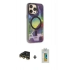 MARSİLYAN™- iPhone 14 Pro Kılıf Siluet Modern Koleksiyonu - Siyah Polymer Nano Ekran Koruyucu + Raze Metal Kamera Lens - GD