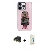 MARSİLYAN™- iPhone 14 Pro Kılıf Siluet Modern Özel Seri - Şeffaf Pasifik Cam Ekran Koruyucu + Gold Raze Metal Kamera Lens