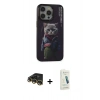 MARSİLYAN™- iPhone 14 Pro Kılıf Siluet Modern Özel Seri - Şeffaf Pasifik Cam Ekran Koruyucu + Gold Raze Metal Kamera Lens